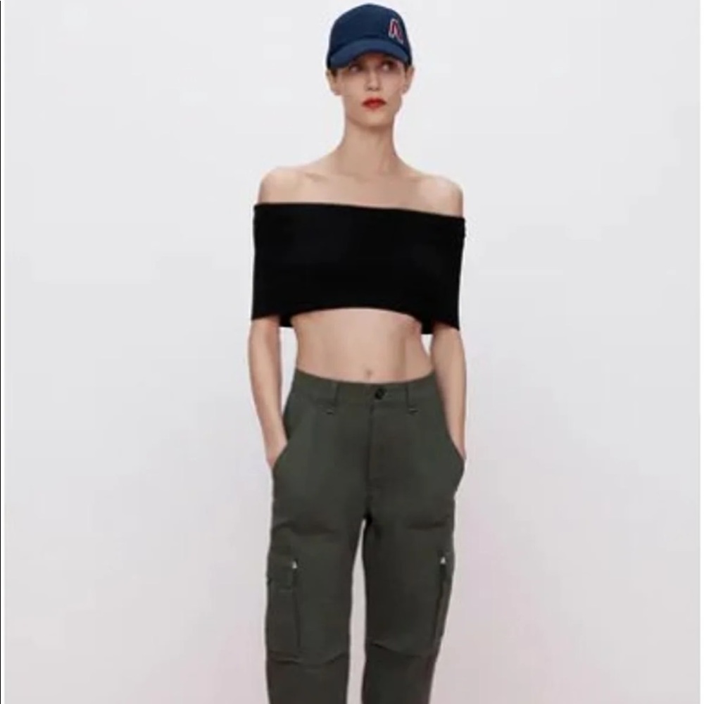 Zara extra small black shoulder less tube top